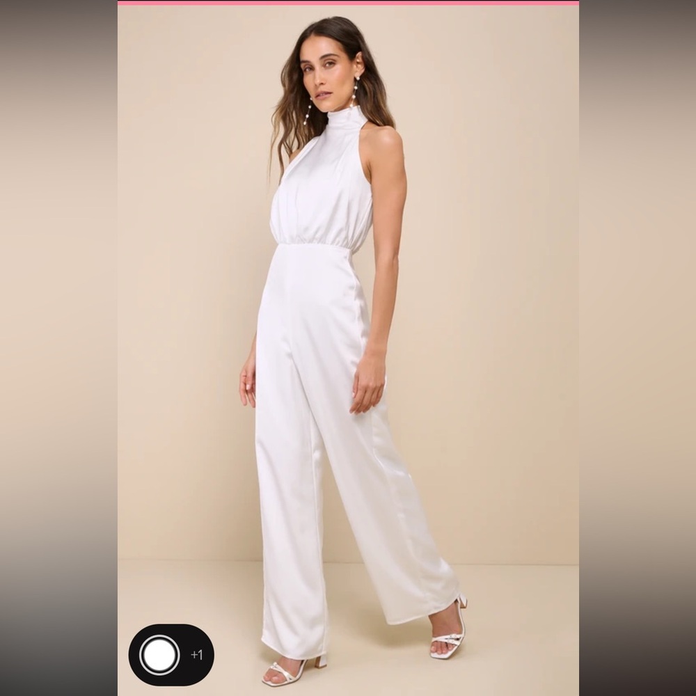 NWT Lulus Stunning Promise White Satin Jumpsuit